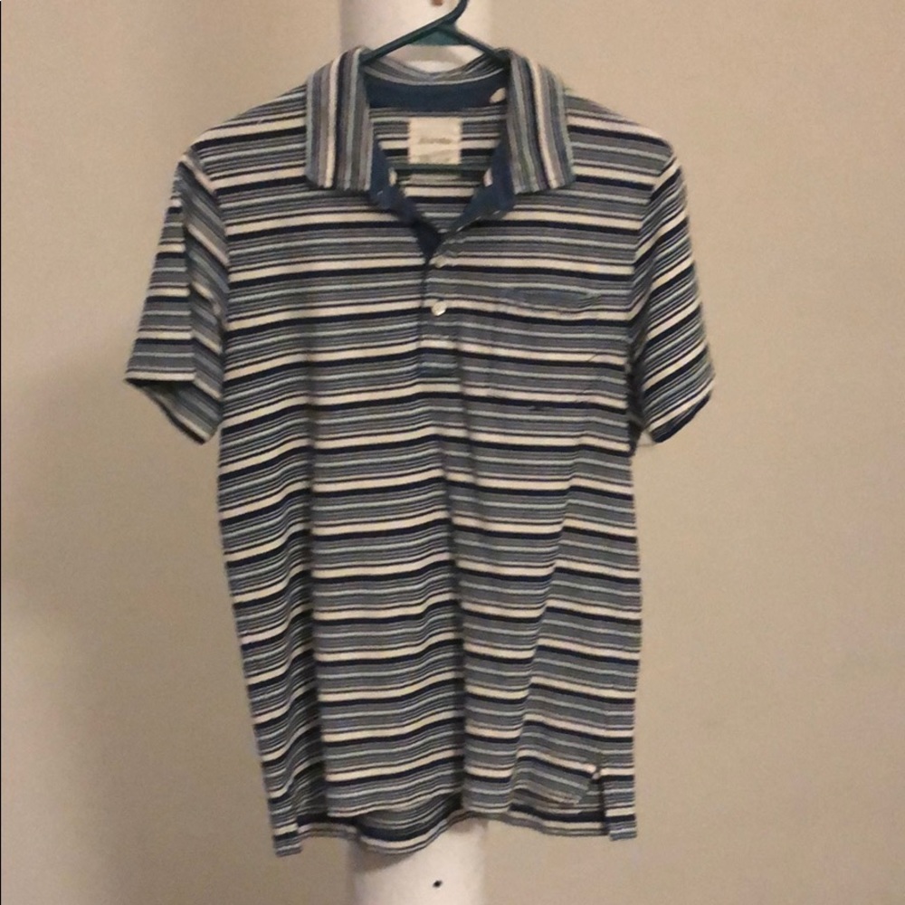Blue stripe knit polo